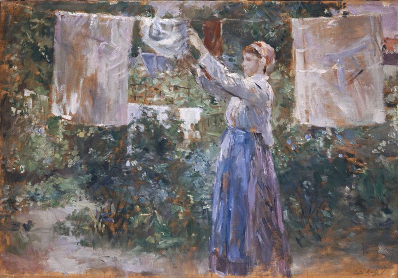 Morisot, Paysanne étendant du linge, 1881  
Huile sur toile, 46 x 67 cm 
Ny Carlsberg Glyptotek, Copenhague