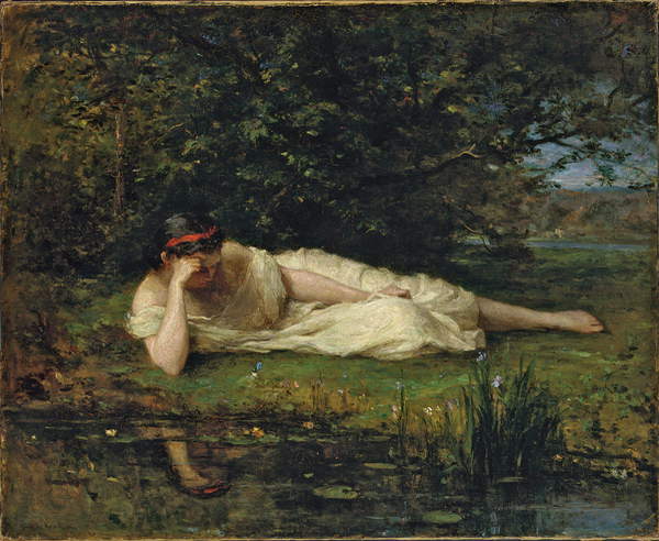 Berthe Morisot, Étude au bord de l'eau, 1864 
Huile sur toile, 60 x 73,4 cm, collection particulière