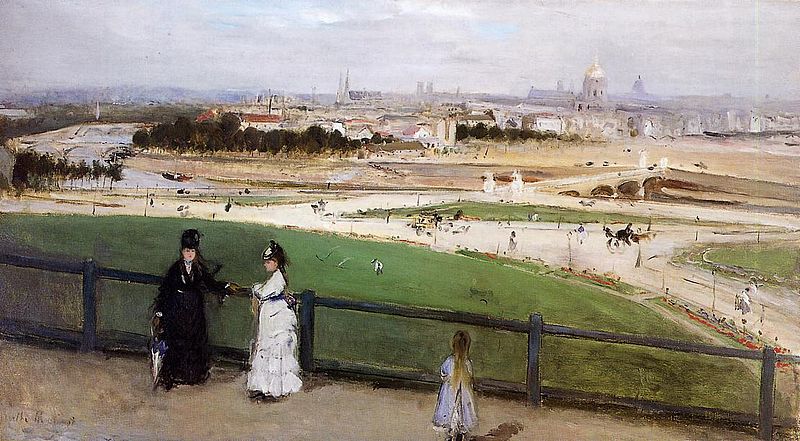 Berthe Morisot, Vue de Paris des hauteurs du Trocadéro, 1871-1873  
Huile sur toile, 46 x 81,6 cm, Santa Barbara Museum of Art